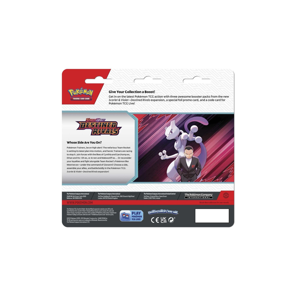 Pokémon TCG: Scarlet & Violet-Destined Rivals 3 Booster Packs & Zebstrika Promo Card